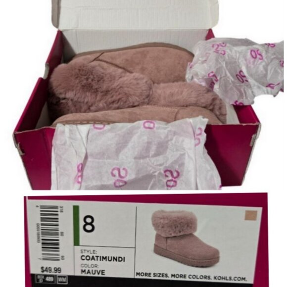 SO Women Coatimundi Mauve Faux-Fur Cuff Winter Boots (Size US: 8) New in Box - Picture 8 of 16